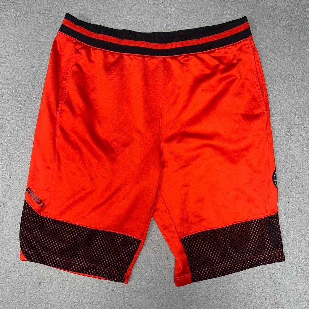 VTG And1 French Terry Shorts Men XL Red Black Mesh Legendary Basketball Athletic